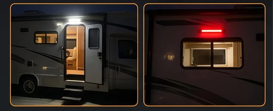 Outdoor Camping RV Lights: Amber/Red + White