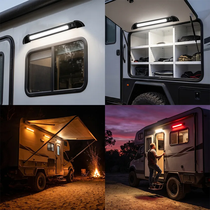 Outdoor Camping RV Lights: Amber/Red + White